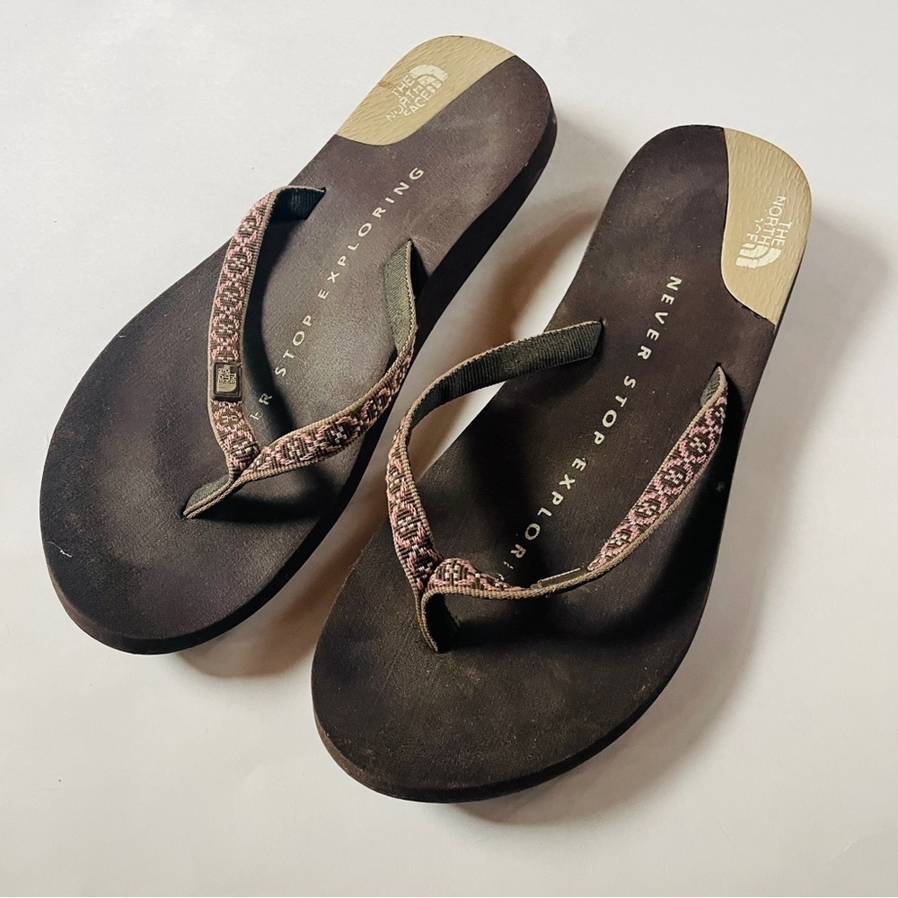 The North Face Brown and Pink Sandals